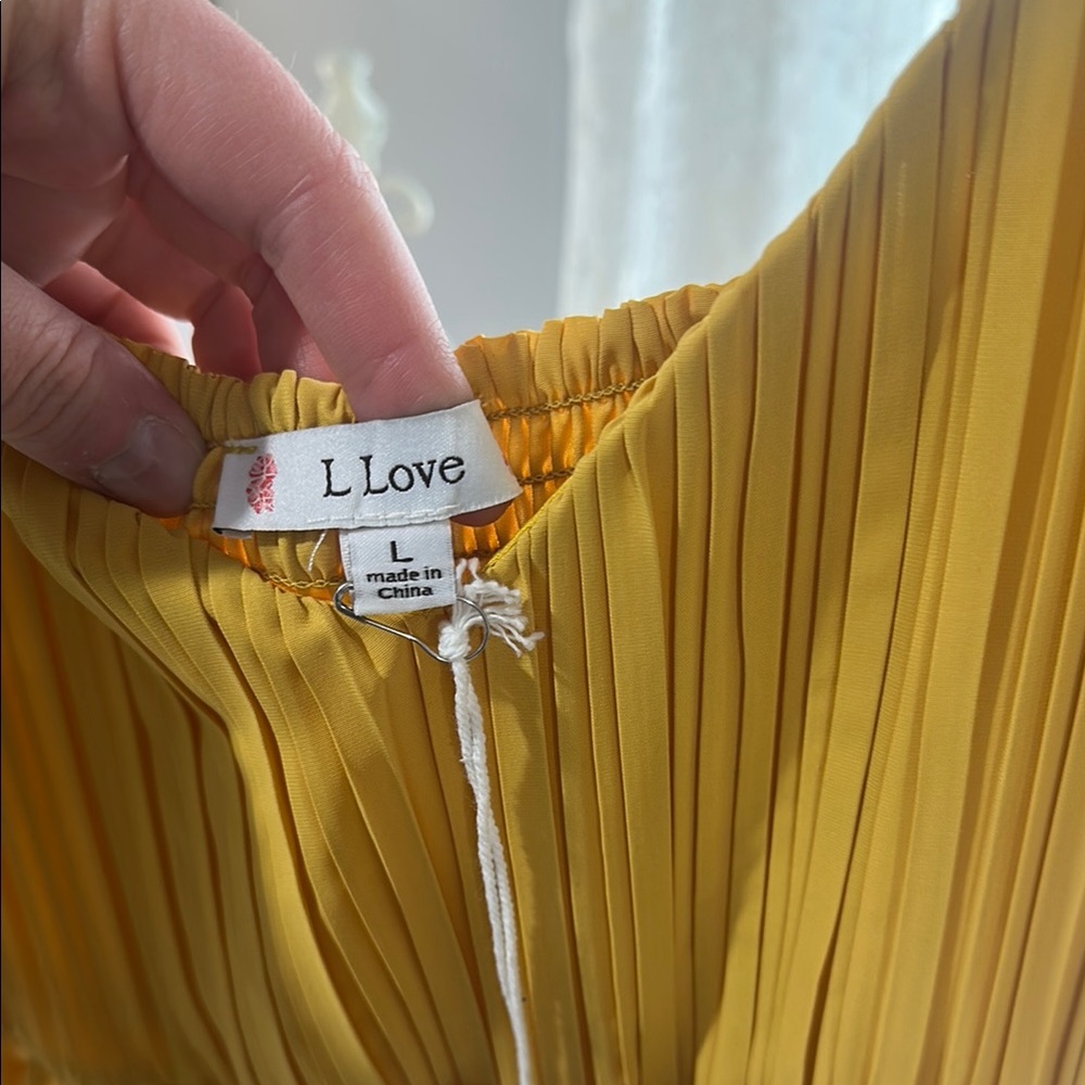 L Love Mustard Pleated Dress - Picture 2 of 5